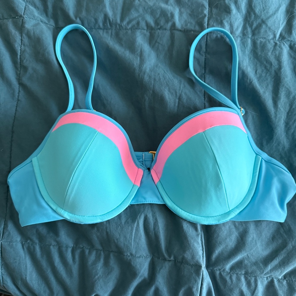 NEW 93 Play Street Bubble Blue/Pink Sadie Underwire Padded Bikini Top